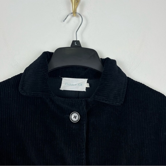 Charlie Joe Black Lexus Ribbed Corduroy Chore Jacket 100% Cotton Boxy M - Picture 9 of 12